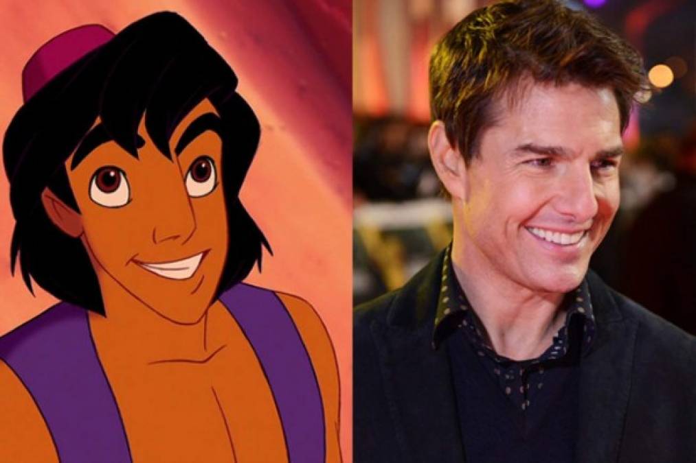 Como puedes ver en la fotografía, el personaje de Aladdin se parece mucho al famoso actor Tom Cruise. Lo más posible es que el personaje del ladrón bondadoso fue basada en Tom Cruise en el momento del diseño gráfico.