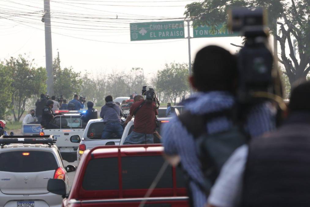 El “Tigre” Bonilla fue trasladado en medio de un fuerte doispositivo de seguridad. 