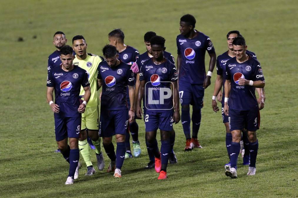 La cara de frustración de los jugadores del Motagua por el empate ante Seattle Sounders.