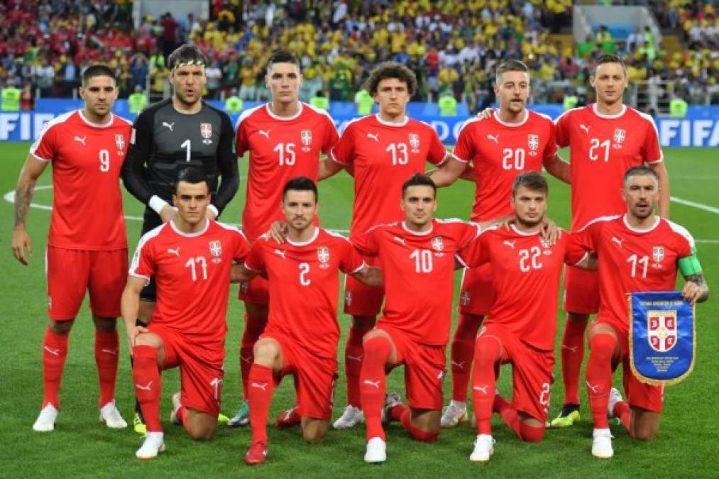 El once titular de Serbia para enfrentar a Brasil en el Mundial de Rusia 2018. Foto AFP