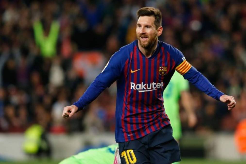Messi celebrando su gol número 34 en esta Liga Española. Foto AFP
