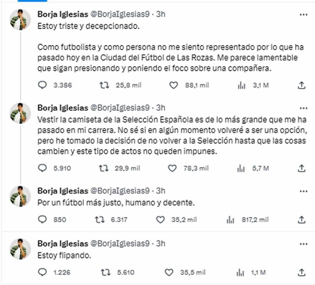 Borja Iglesias, futbolista del Betis, decidió renunciar a ir a la Selección de España por la actitud de Luis Rubiales.