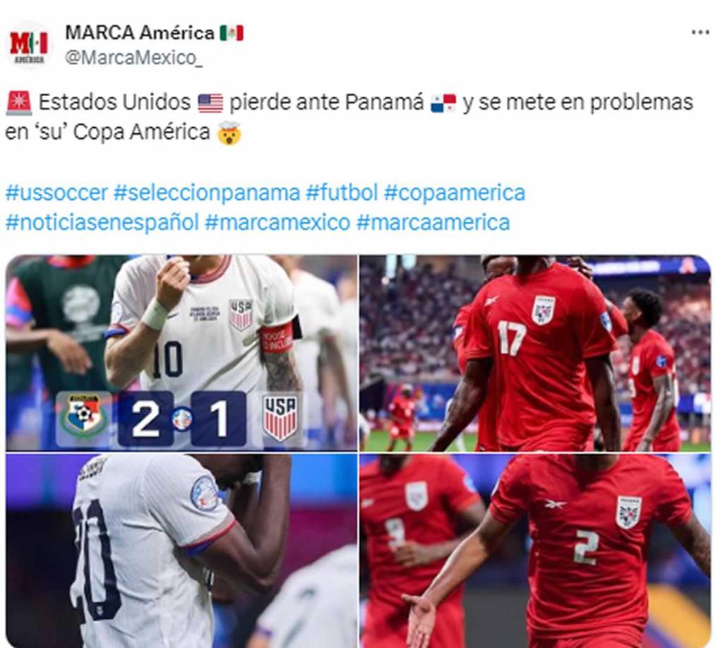 Diario As - “¡Increíble partido de la Copa América 2024! Panamá sorprende a Estados Unidos con una victoria 2-1”.
