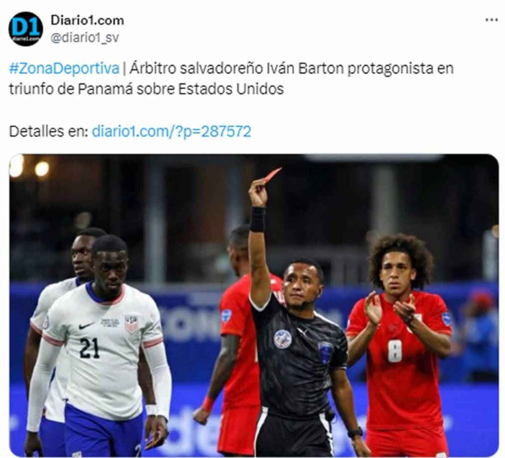 Diario 1 de El Salvador - “Árbitro salvadoreño Iván Barton protagonista en triunfo de Panamá sobre Estados Unidos”.
