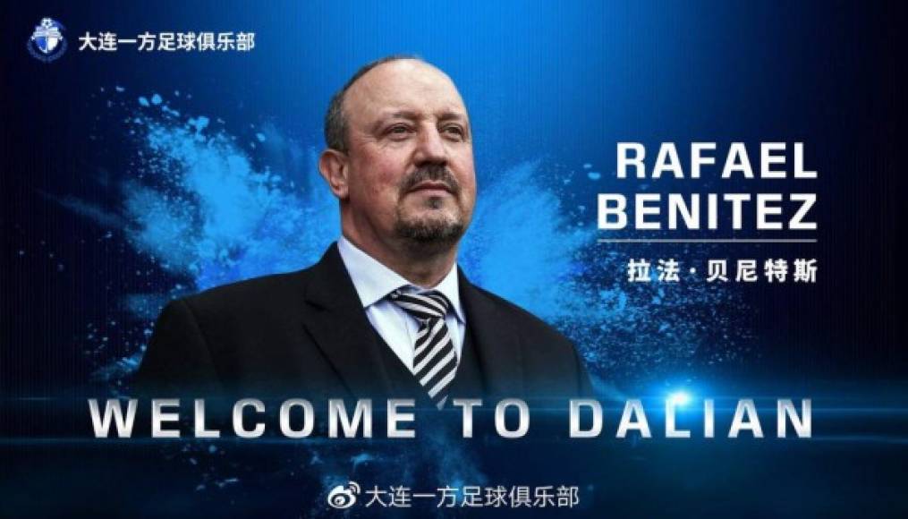 Rafa Benítez será el nuevo entrenador del Dalian Yifang de la SuperLiga china para las próximas dos temporadas y media. Y lo hace después de abandonar el Newcastle por discrepancias en la gestión del club con el propietario Mike Ashley.