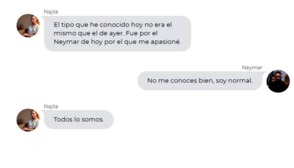 En el chat, Najila Trindade se mostró decepcionada por lo que hizo Neymar.