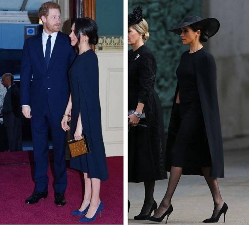 La duquesa de Sussex, Meghan Markle, también eligió cuidadosamente su atuendo, optando por el mismo diseño de Stella McCartney que utilizó para el cumpleaños de la fallecida reina en 2018.
