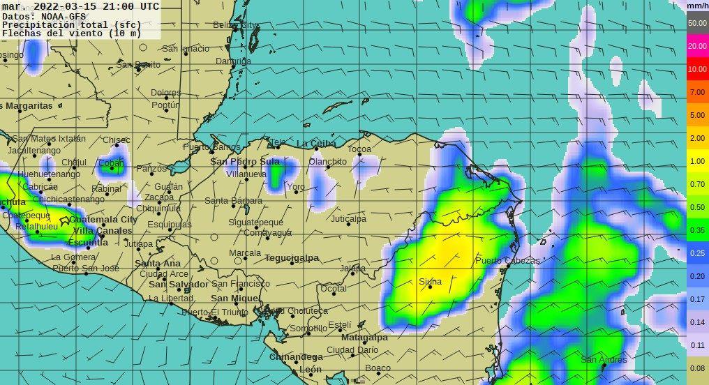 Copeco explicó que en otras regiones se estará generando el ingreso de humedad proveniente del mar Caribe.
