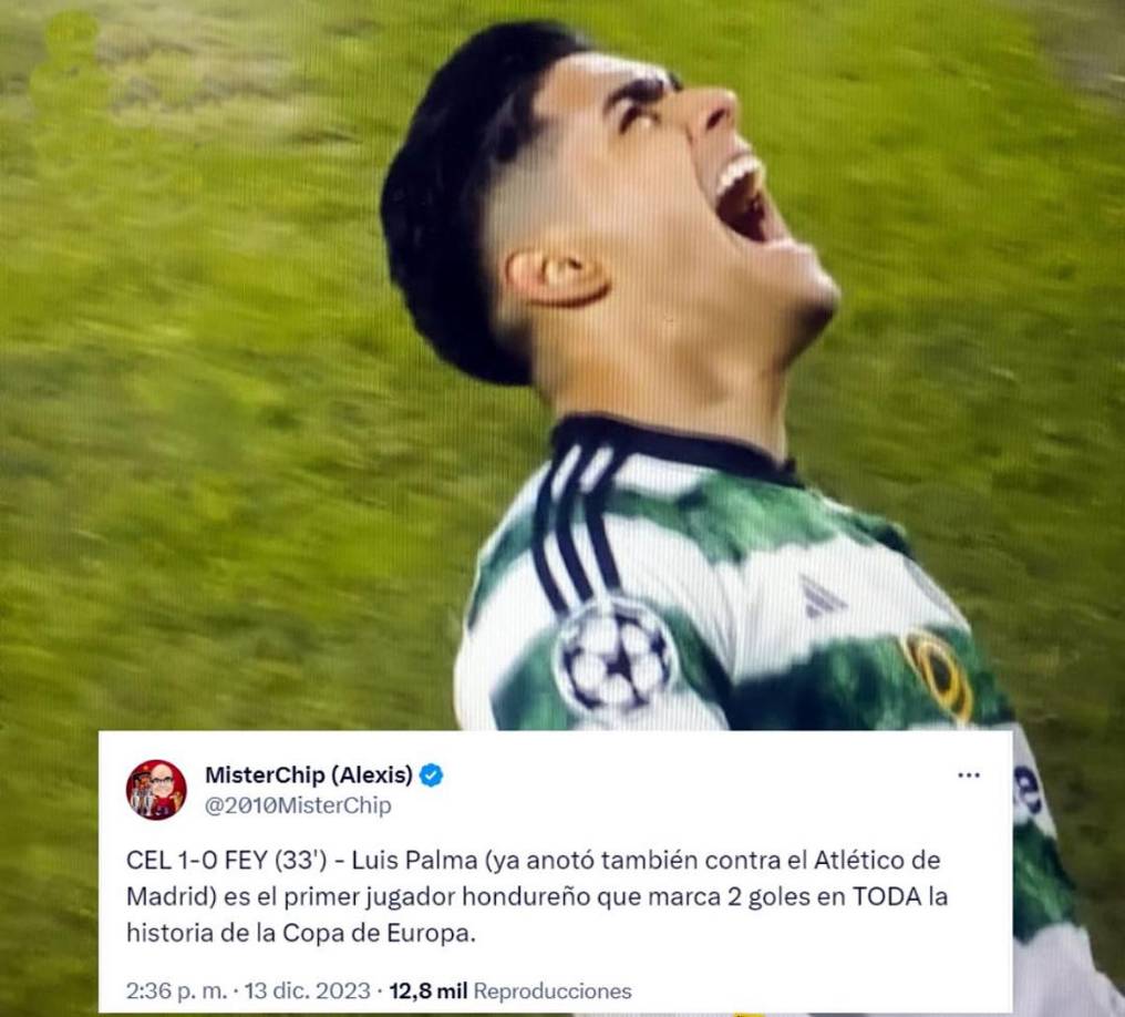 El gol del catracho es histórico, así lo destaca MisterChip, el español experto en datos. “Luis Palma es el primer jugador hondureño que marca dos goles en toda la historia de la Copa de Europa”.