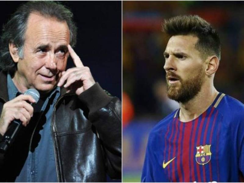 Joan Manuel Serrat compositor y cantante español, Lionel Messi jugador del Barcelona.