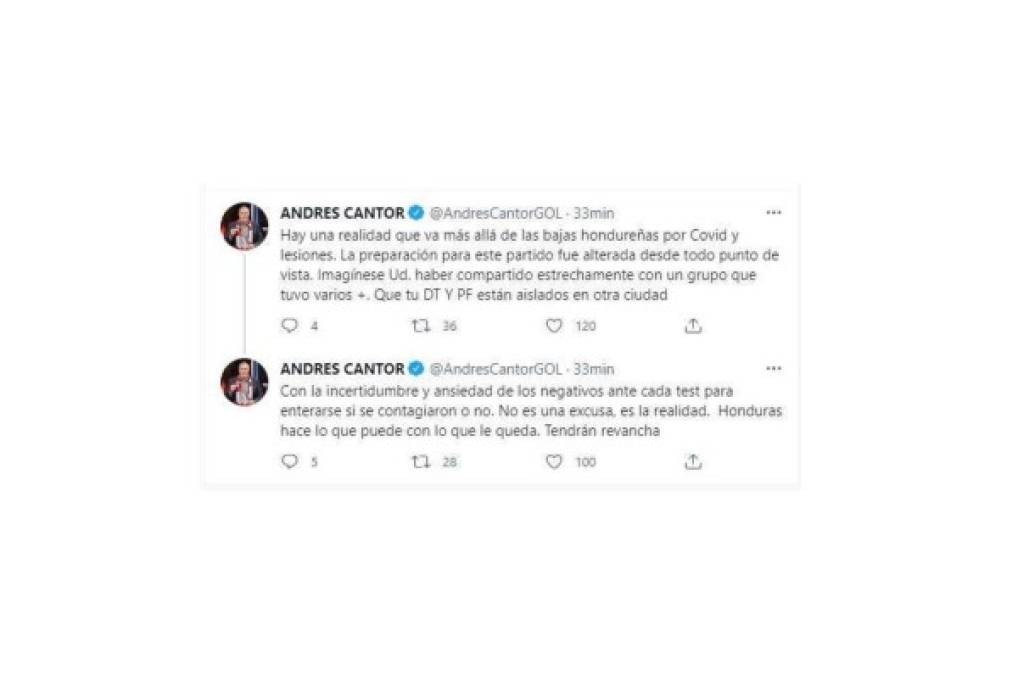 Andrés Cantor: El periodista argentino se pronunció sobre la derrota de Honduras y señaló que al final las lesiones y los casos positivos de coronavirus le pasaron factura a la Bicolor.