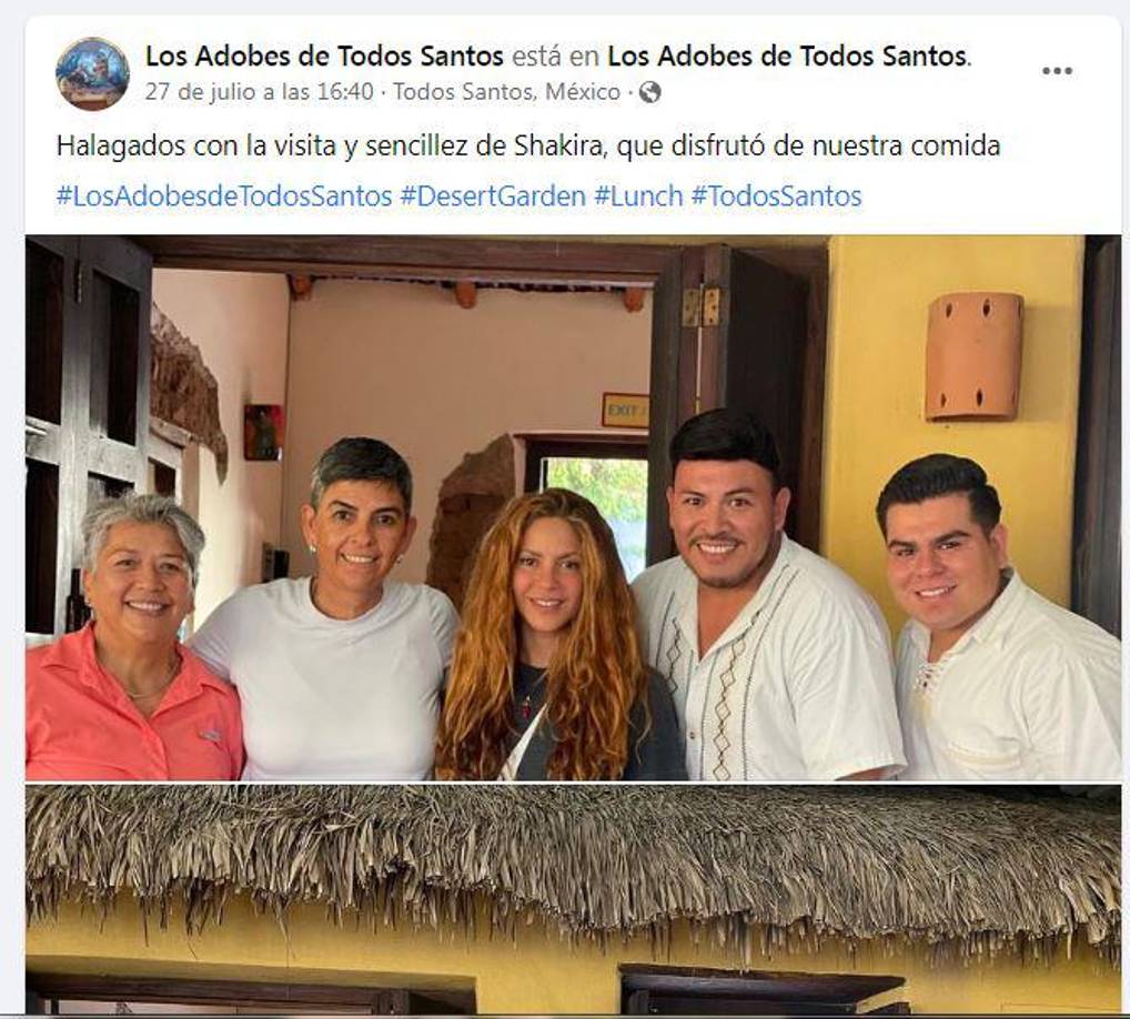 “Halagados con la visita y sencillez de @shakira que disfrutó de nuestra comida”, publicó el restaurante en sus redes.