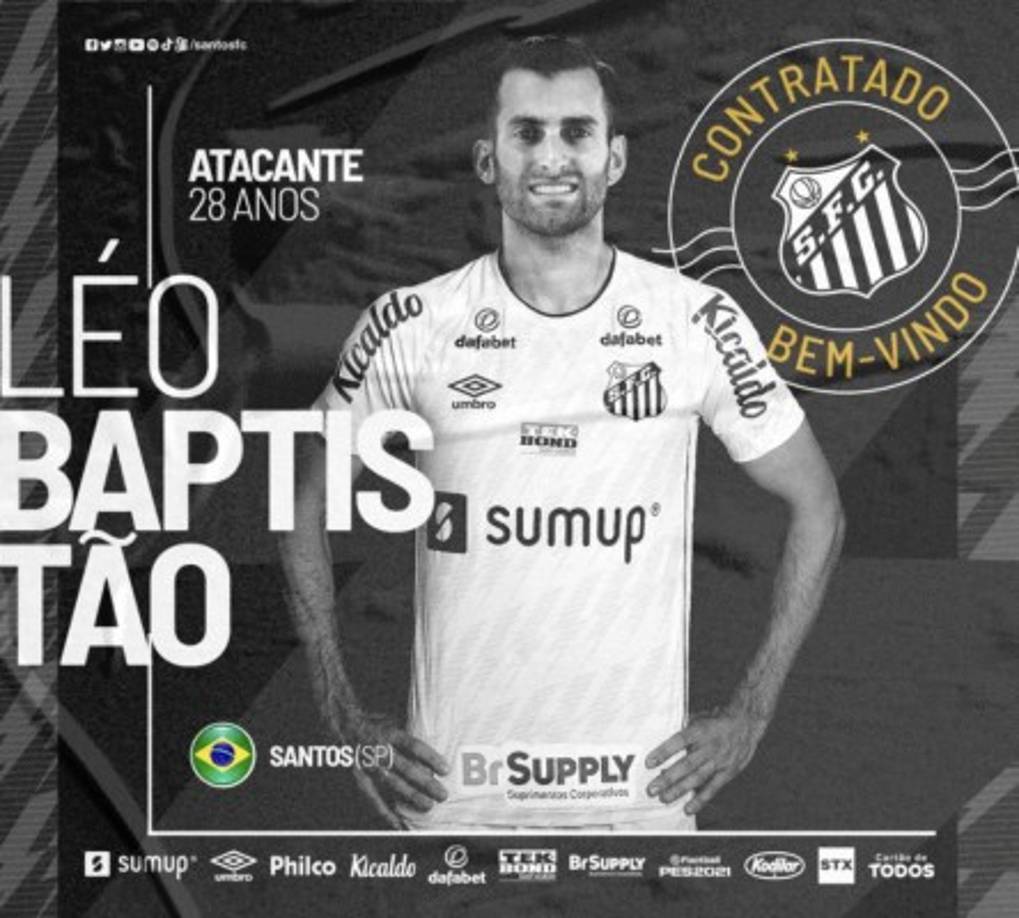El Santos de Brasil ha hecho oficial la llegada de Leo Baptistao (28 años) hasta 2023. El delantero, ex jugador de Espanyol, Rayo Vallecano, Villarreal, Atlético de Madrid o Betis llega al club carioca tras jugar en el Wuhan, de la liga china.