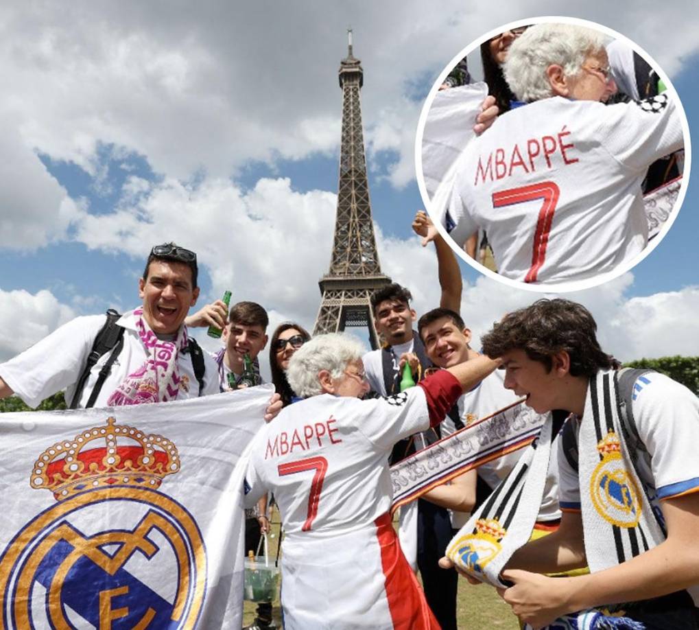 Esta aficionada del Real Madrid lució una camiseta con el número 7 de Mbappé.