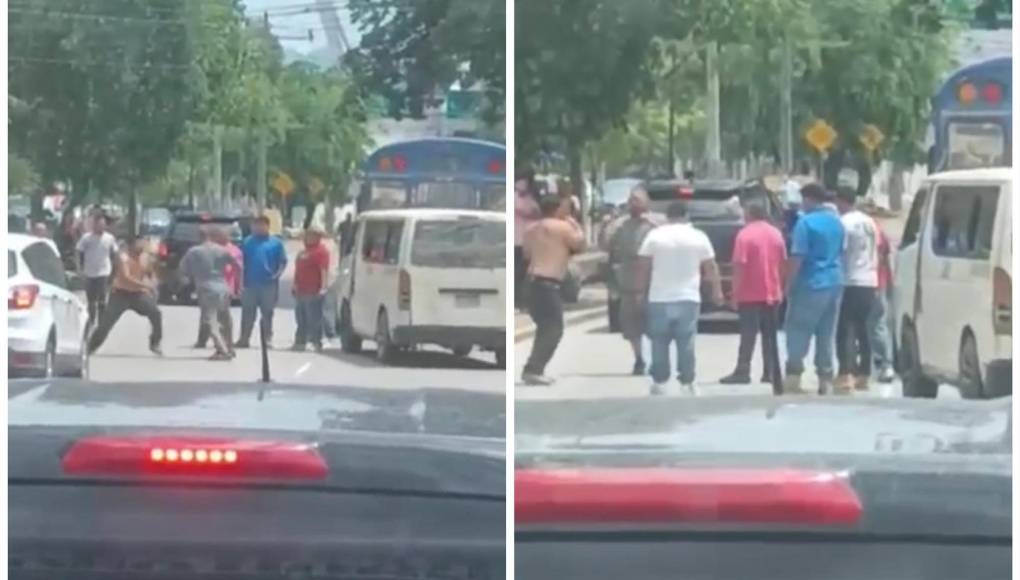 En otro material gráfico que se difundió este martes por la mañana, se observa como dos conductores de buses de la Ruta 7 se van a los golpes en plena calle. Sin importar detener el tráfico, los choferes convirtieron la vía casi que en un ring de boxeo. 