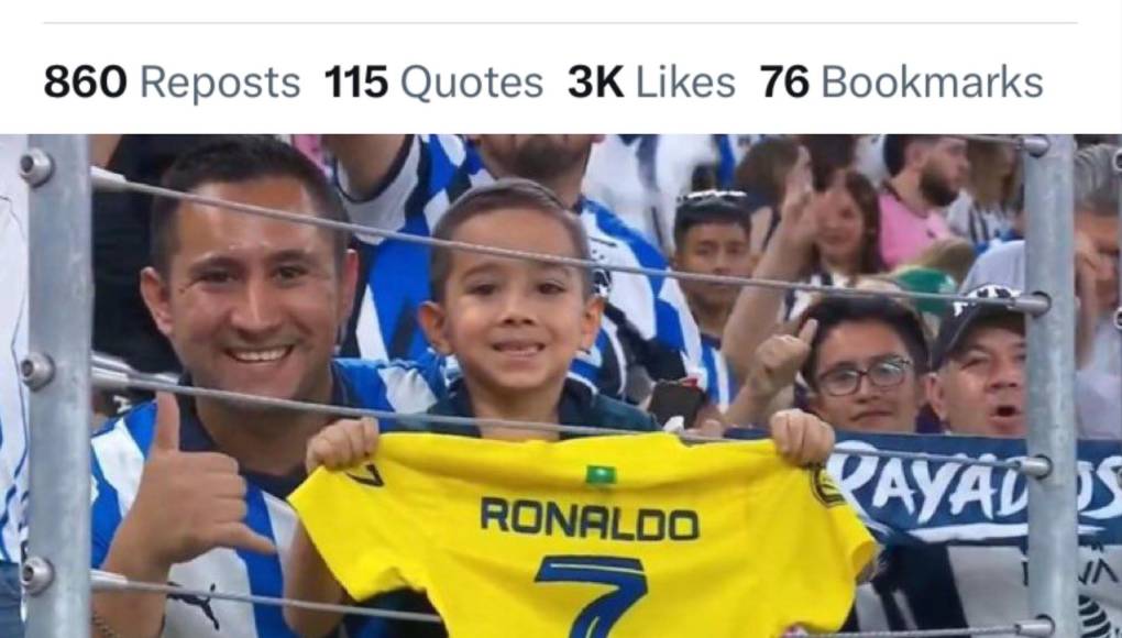 La cuenta oficial de Rayados de Monterrey en inglés tuiteando el “SIUUU” de Cristiano Ronaldo mientras humillaban a Lionel Messi y compañía.