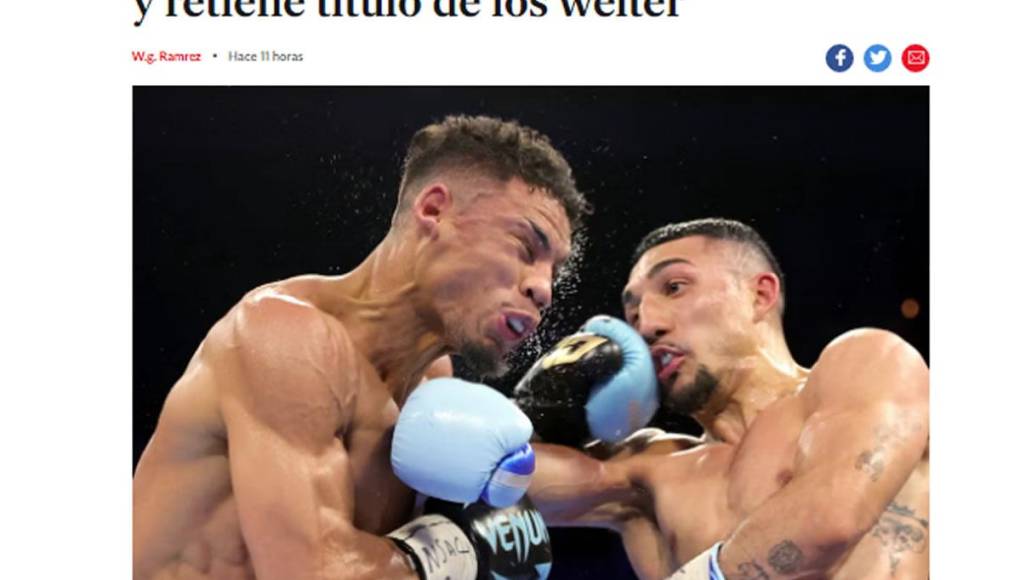 “Teófimo López supera a Jermaine Ortiz y retiene título de los welter”, fue el titular de Independent en Español.
