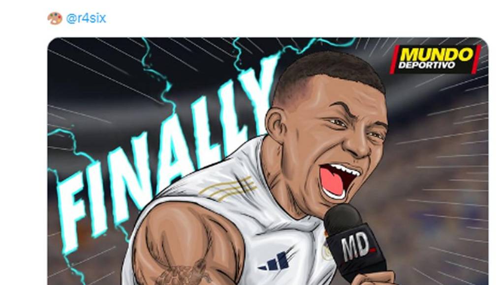 Mundo Deportivo informó de la noticia de Mbappé con una gran imagen de Mbappé con la camisa del Real Madrid anunciando en un micrófono que se iba del PSG