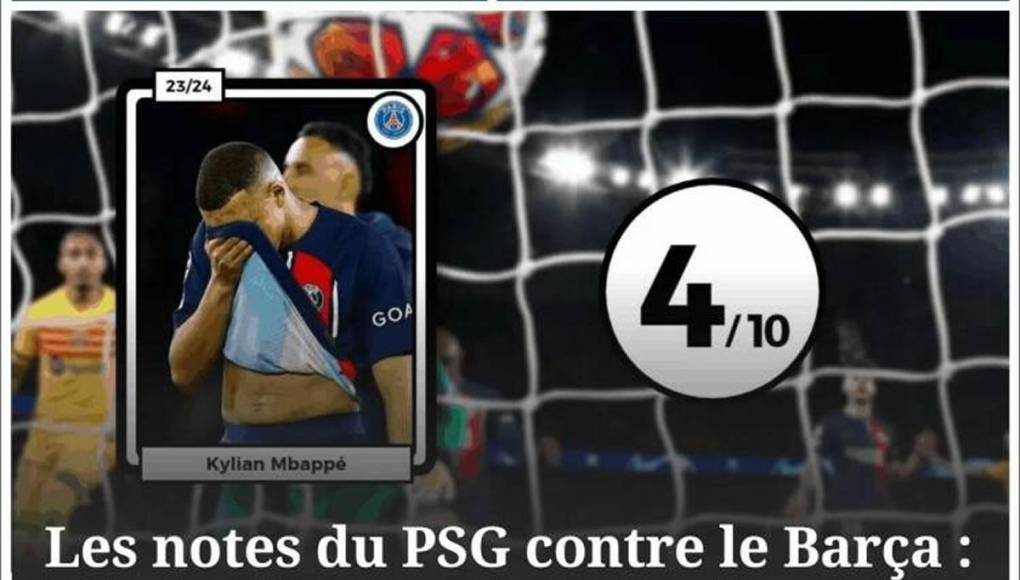 El periódico Le Figaro Sport tituló en su portada con la actuación de Kylian. “Las notas del PSG contra el Barcelona: Mbappé demasiado discreto, Donnarumma y Beraldo calamitosos”.