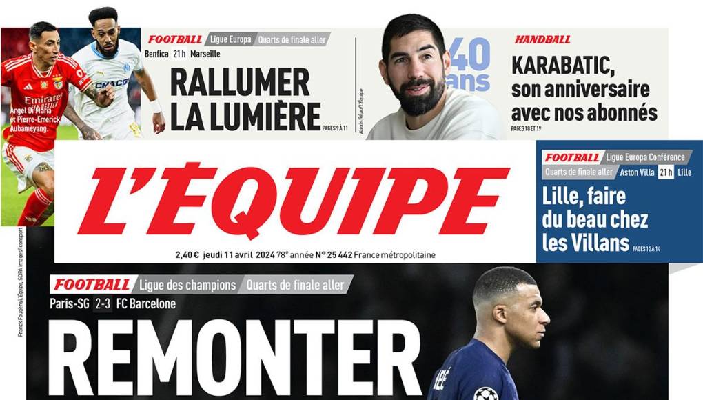 L’Equipe espera que el delantero campeón del mundo en el 2018 tenga una gran actuación en la vuelta en Barcelona para evitar la eliminación de su equipo.