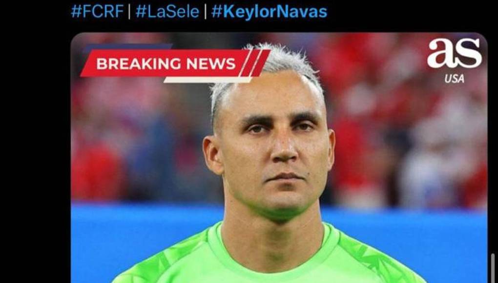 Diario As en su edición de USA adelantó que Keylor Navas no jugará la Copa América 2024 que inicia en unos días.