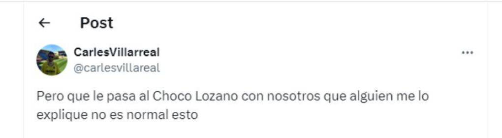 ”No es normal esto”, señaló uno de los aficionados del Villarreal tras el gol del Choco Lozano.