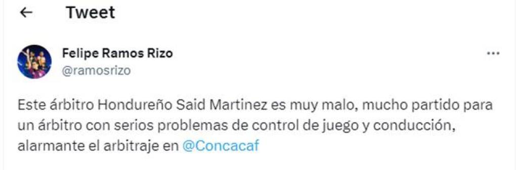 El exárbitro mexicano Felipe Ramos Rizo, quien se desempeña como analista arbitral en ESPN, lanzó fuertes comentarios contra Said Martínez al señalar que es “muy malo”. 