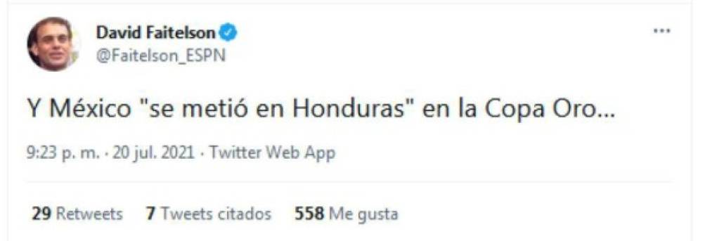 David Faitelson no podía faltar y se pronunció en sus redes sociales tras conocer que Honduras y México se enfrentarán en la Copa Oro.