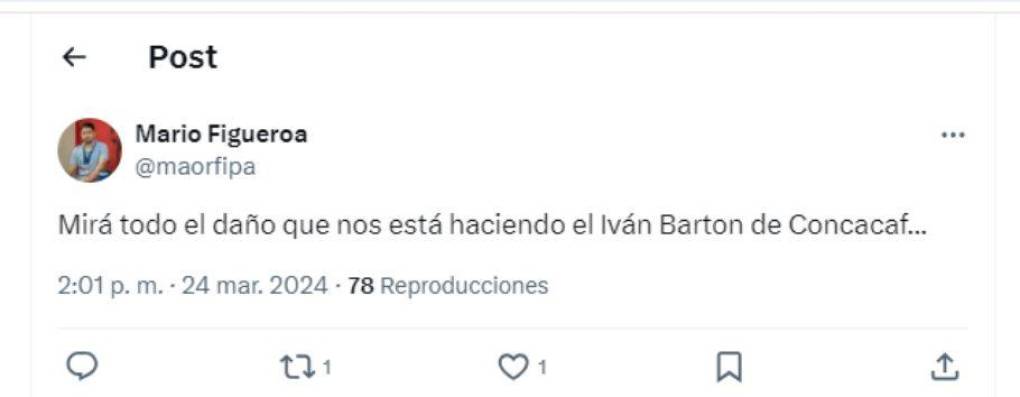 La prensa hondureña volvió a recordar a Iván Bartón luego de que Honduras se quedó sin clasificar a la Copa América.