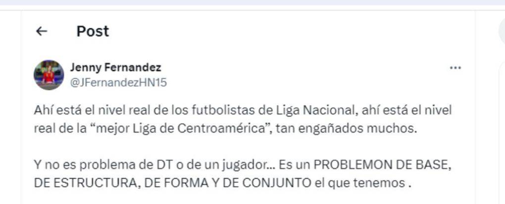 Jenny Fernández, periodista hondureña de ESPN, dio su punto de vista sobre el empate de Honduras ante El Salvador.
