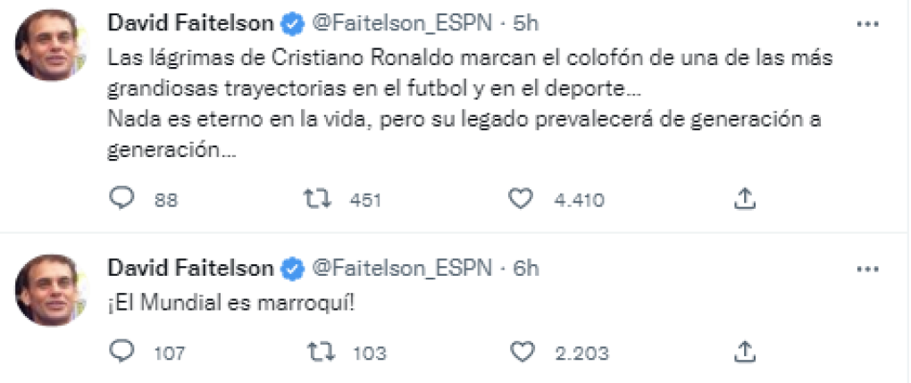 Y dio sus valoraciones sobre el delantero luso, que posiblemente haya jugado su último mundial.