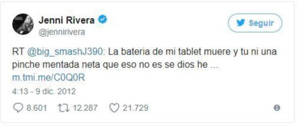 Por medio de su cuenta de Twitter, Jenni respondió a un fans con este mensaje.