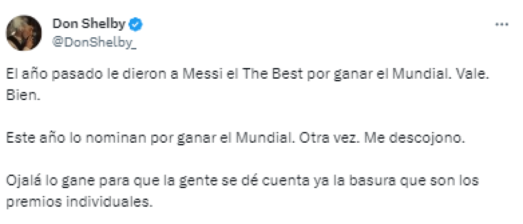 En redes sociales no perdonaron y mostraron su indignación tras la nominación de Messi en el premio a mejor jugador del año por The Best. 
