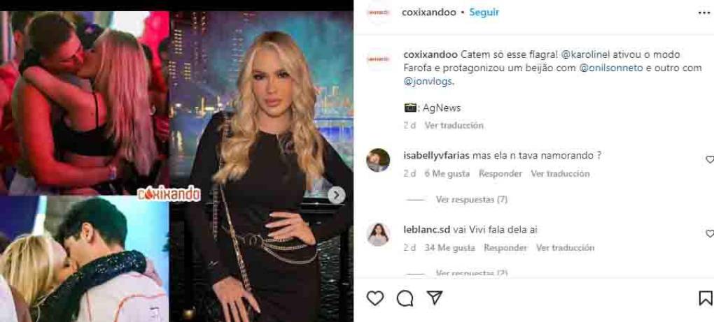 Karoline acudió durante los últimos días a Farofa da Gkay, un evento de celebración en honor de la <i>influencer </i>y comediante Gessica Kayane, y al<b>lí se dejó ver con un look de infarto y besándose con hombres diferentes</b>.