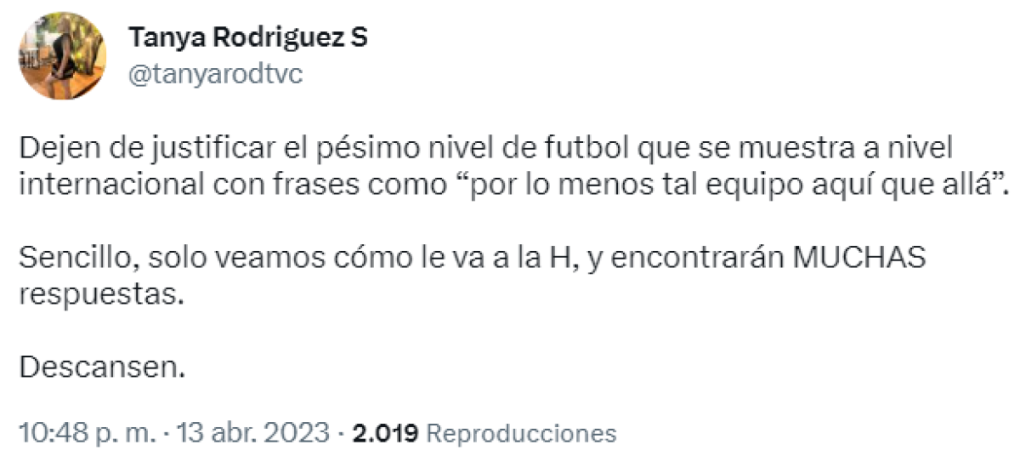  “Dejen de justificar el pésimo nivel del fútbol que se muestra a nivel internacional”, Tanya Rodríguez fue contundente sobre la eliminación de Motagua.