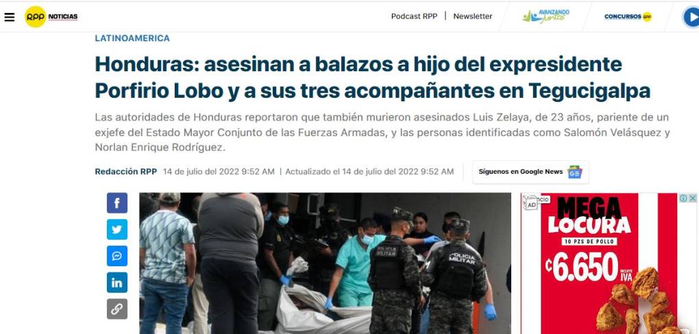 “Cuando salía de discoteca”: Así informa el mundo sobre la masacre en la que fue abatido hijo del expresidente Lobo