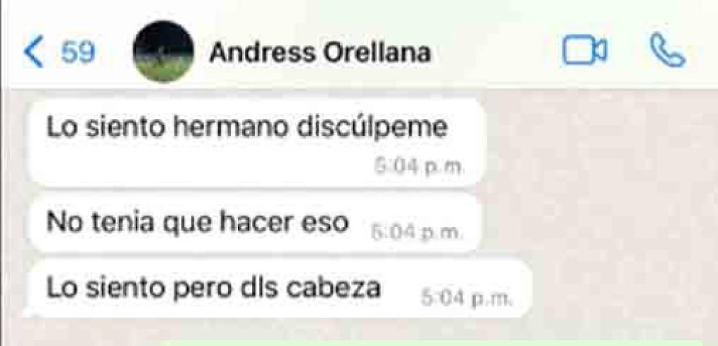 Uno de las palabras que le dejó en privado Orellana a Germán Mejía. El futbolista del Olimpia lo compartió.