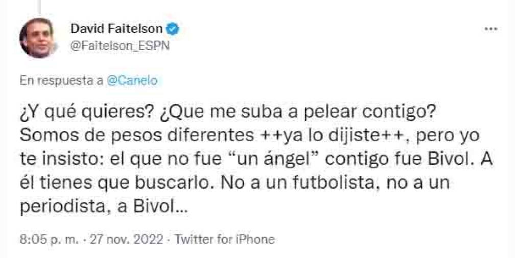 La respuesta de Faitelson al Canelo luego que el boxeador también lo llamó cobarde. 