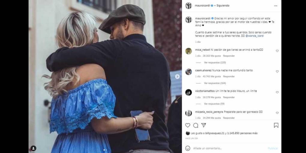 Las fotos y mensajes de Mauro Icardi en su cuenta de Instagram después de que Wanda Nara lo perdonara.