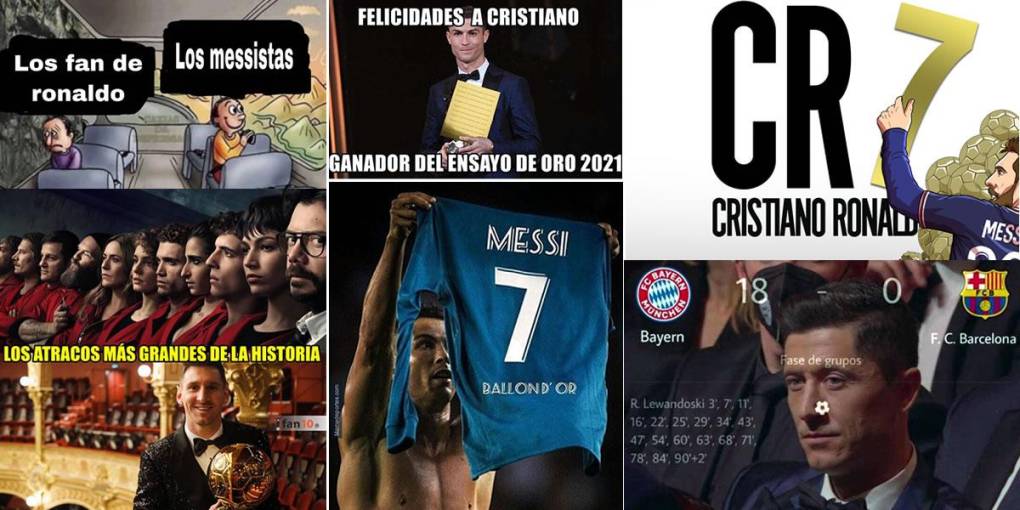 Los divertidos memes que dejó la conquista del Balón de Oro 2021 que ganó Lionel Messi, su séptimo de la historia. Cristiano Ronaldo es el protagonista de las burlas.