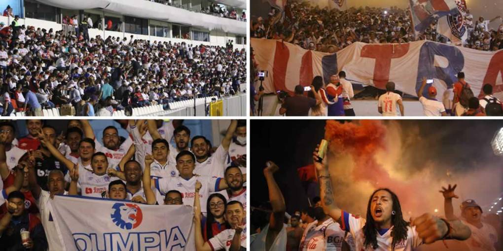 Los aficionados del Olimpia han llenado el estadio Nacional Chelato Uclés para el partido de vuelta de octavos de final de la Liga Concacaf contra el Municipal de Guatemala. 