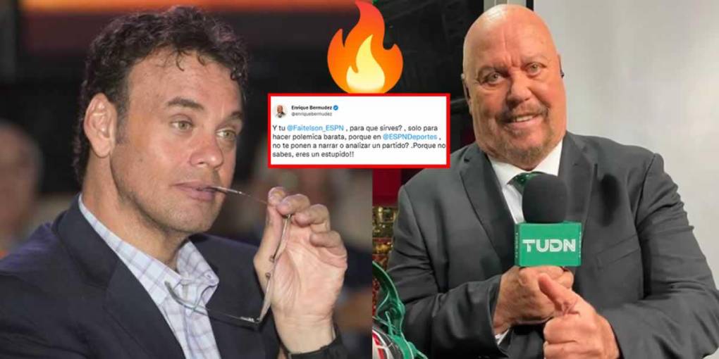 David Faitelson, periodista de ESPN, vuelve a protagonizar una pelea verbal y esta vez es contra Enrique ‘El Perro’ Bermúdez, comentarista de TUDN, quien no dudó en contestarle, incluso, llegando a insultarlo.