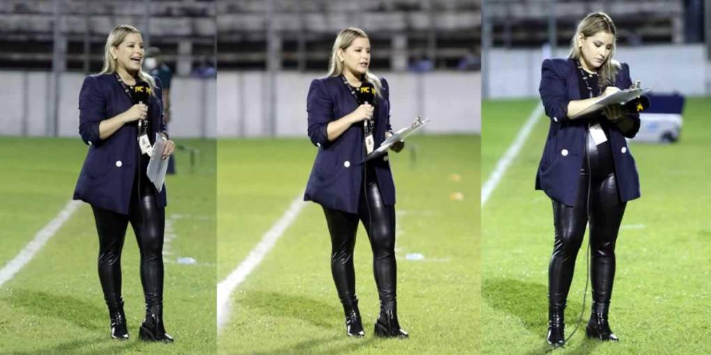 La bella presentadora de Deportes TVC, Tanya Rodríguez, estuvo en el estadio Excélsior durante el partido Platense-Olimpia.