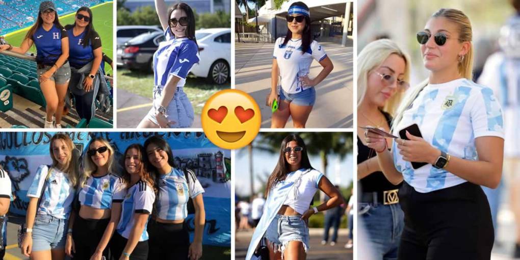 Bellas aficionadas de Argentina y Honduras han copado el Hard Rock Stadium de Miami para el partido amistoso que disputan ambas selecciones. 