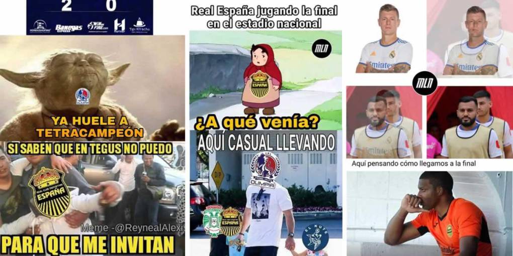 Los divertidos memes del triunfo del Olimpia (2-0) sobre el Real España en el partido de ida de la final del Torneo Apertura 2021 de Honduras.