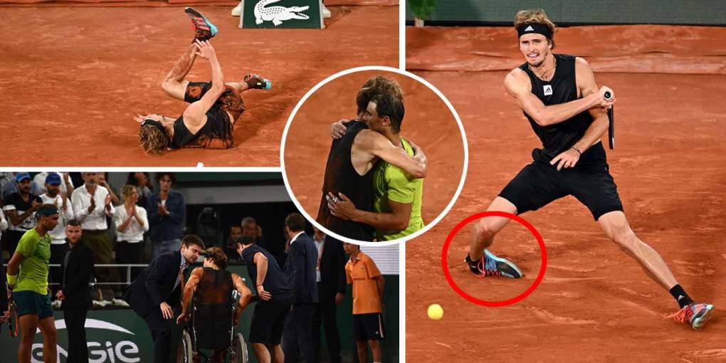 El tenista alemán Alexander Zverev no pudo seguir jugando la semifinal del Roland Garros tras sufrir una terrible lesión en el tobillo derecho. Rafael Nadal avanzó a la final y tuvo un lindo gesto con su riva.