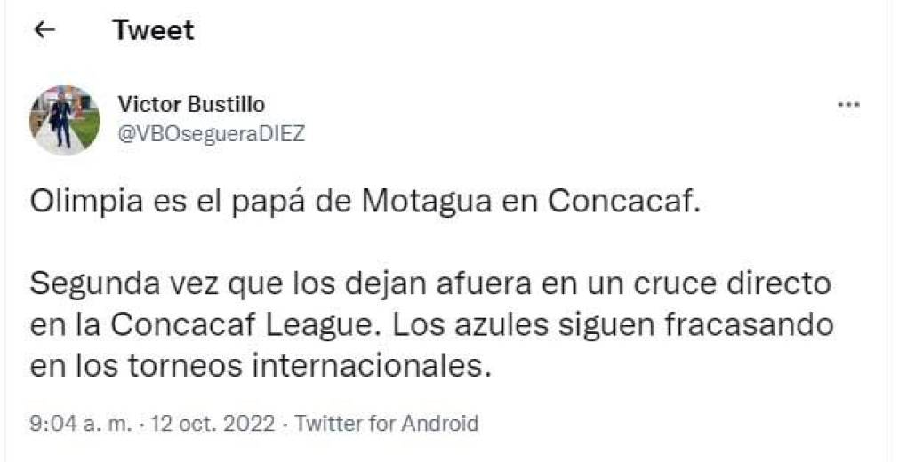 “Olimpia es el papá de Motagua en Concacaf”, señaló Víctor Bustillo de Diario Diez.