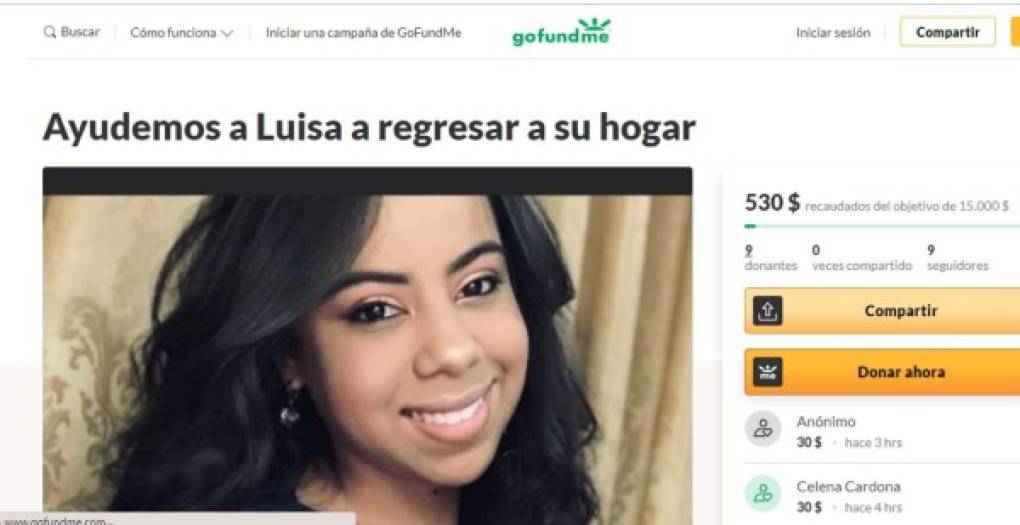 En www.gofundme.com crearon una cuenta para recaudar ayuda y rescatar a Luisa Urbina de los secuestradores.