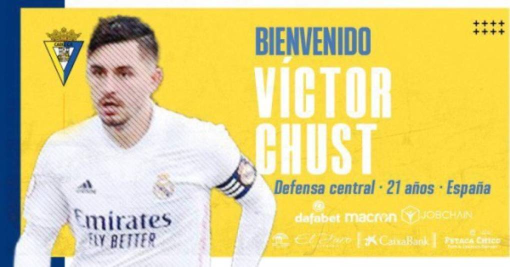 El defensa español Víctor Chust es ya jugador del Cádiz. El central del Real Madrid llegó cedido hasta final de temporada sin opción de compra. El jugador se encuentra ya en la ciudad andaluza y ha sido presentado. Es nuevo compañero del hondureño 'Choco' Lozano.