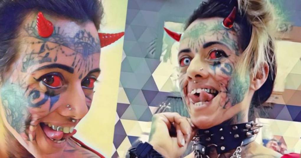 ¡El 2020 sigue haciendo de la suyas! Una mujer se tatuó casi todo el cuerpo para parecerse a un diablo y su historia se volvió viral en las últimas horas